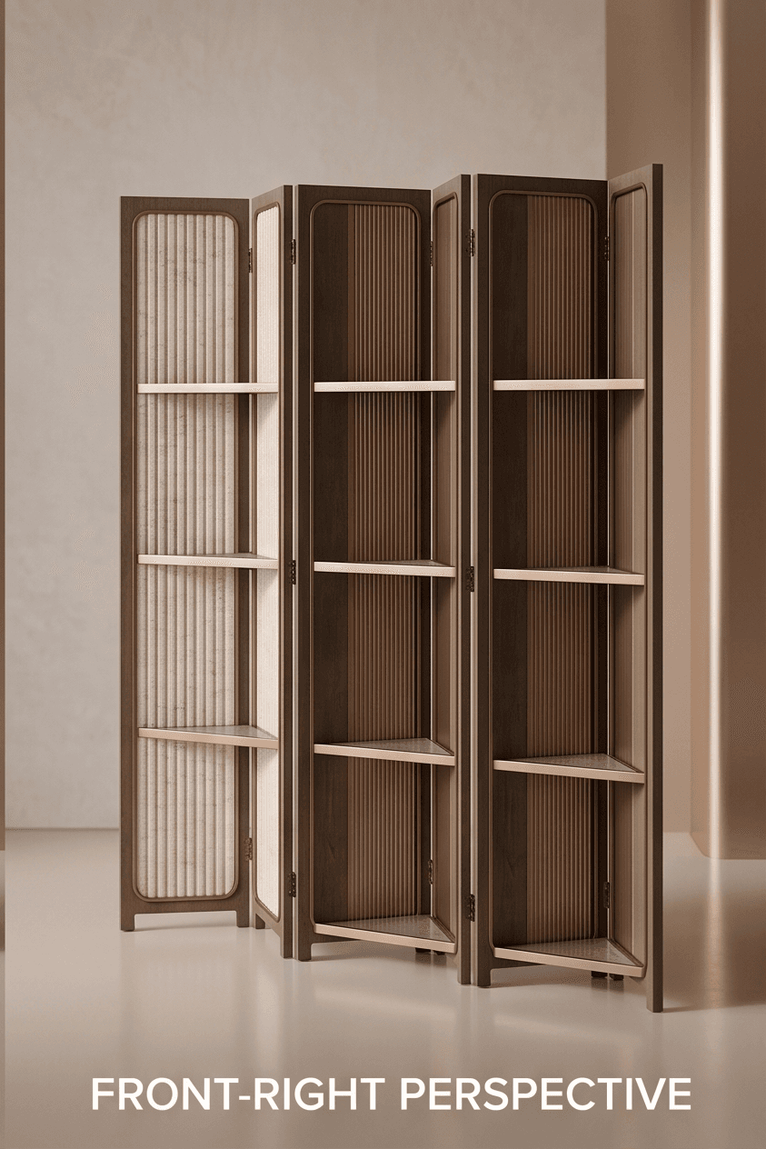 Wooden Folding Room Divider Angle 1