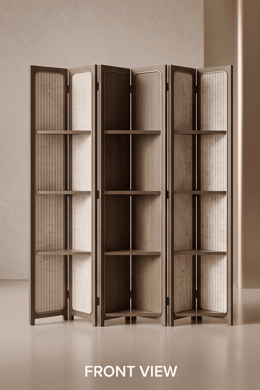 Wooden Folding Room Divider Angle 2