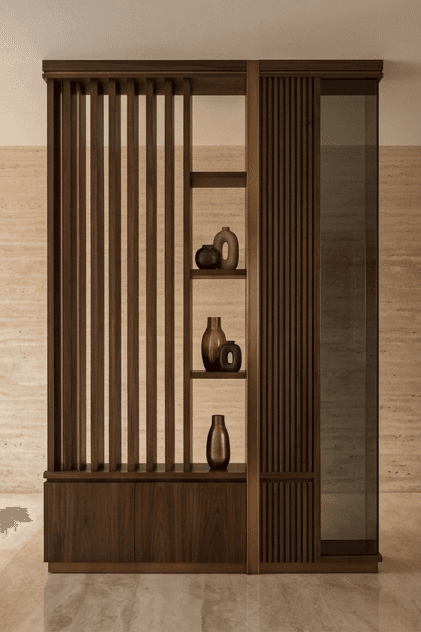Wood Slat Room Divider angle 2