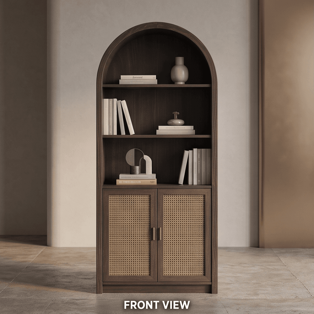 Modern Wooden Arch Shelf angle 2