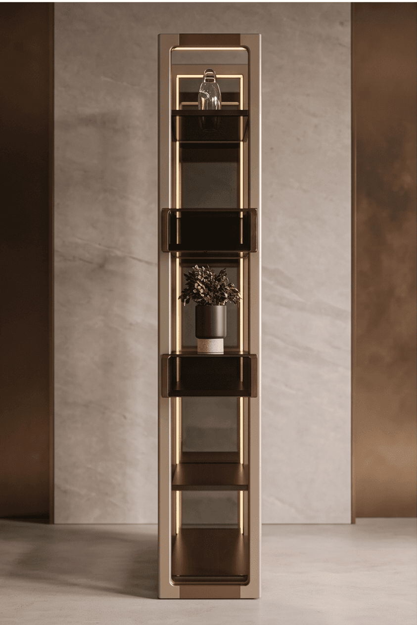 Modular Wood Gold Bookshelf Angle 3