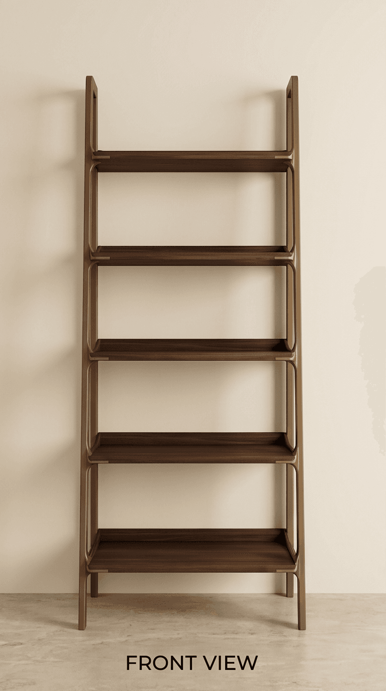 Wooden Ladder Style Shelf Angle 1
