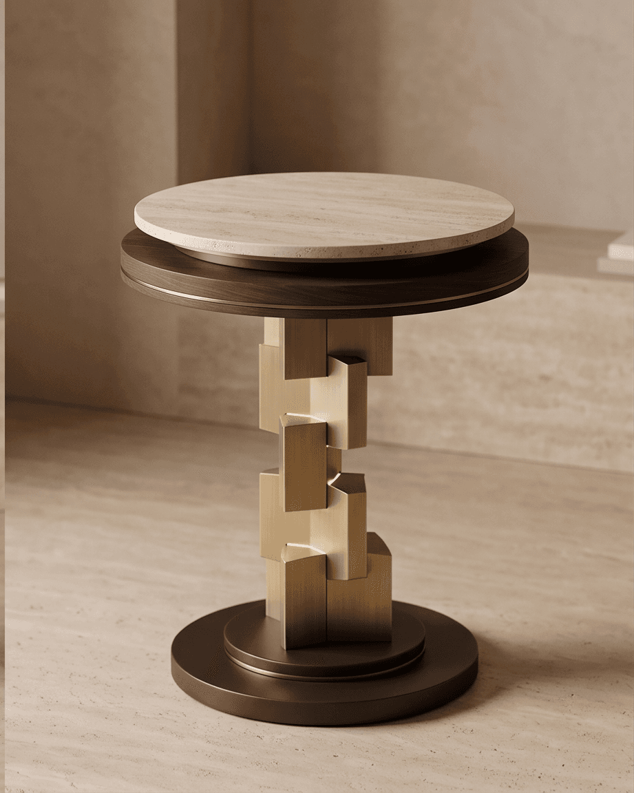 Marble Top Brass Base Pedestal