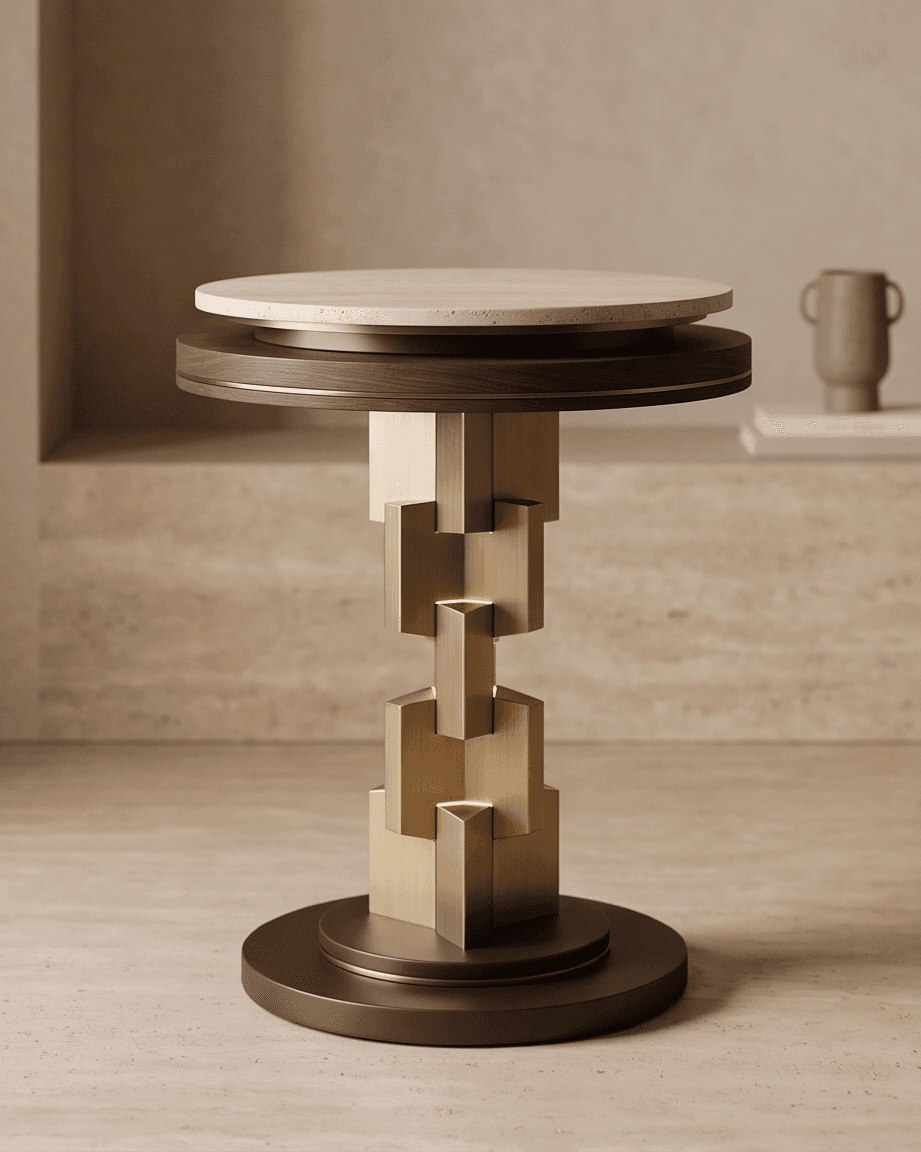 Marble Top Brass Base Pedestal angle 2