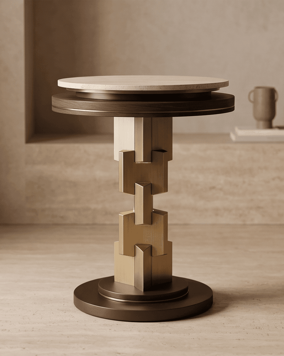 Marble Top Brass Base Pedestal Angle 3