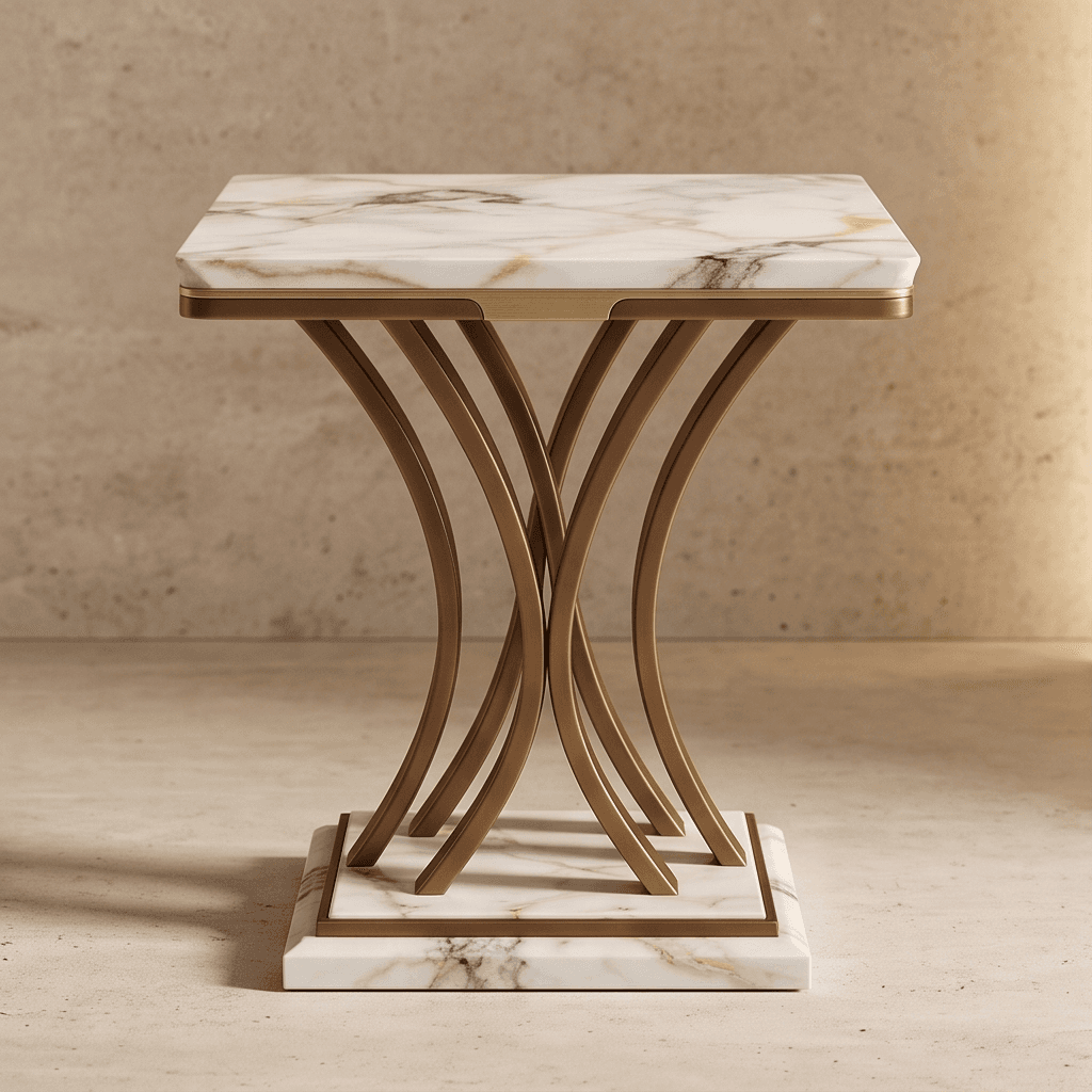 Marble Top Brass End Table Angle 1