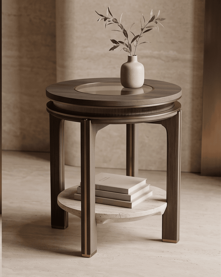 Wooden Round End Table