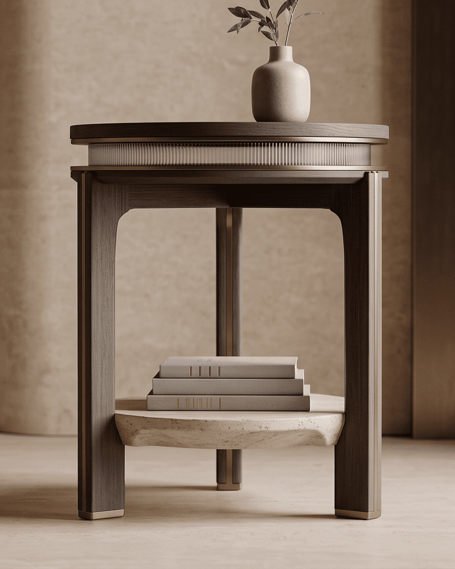 Wooden Round End Table angle 2
