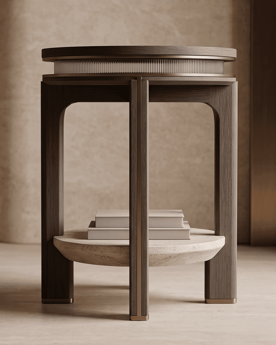 Wooden Round End Table Angle 3