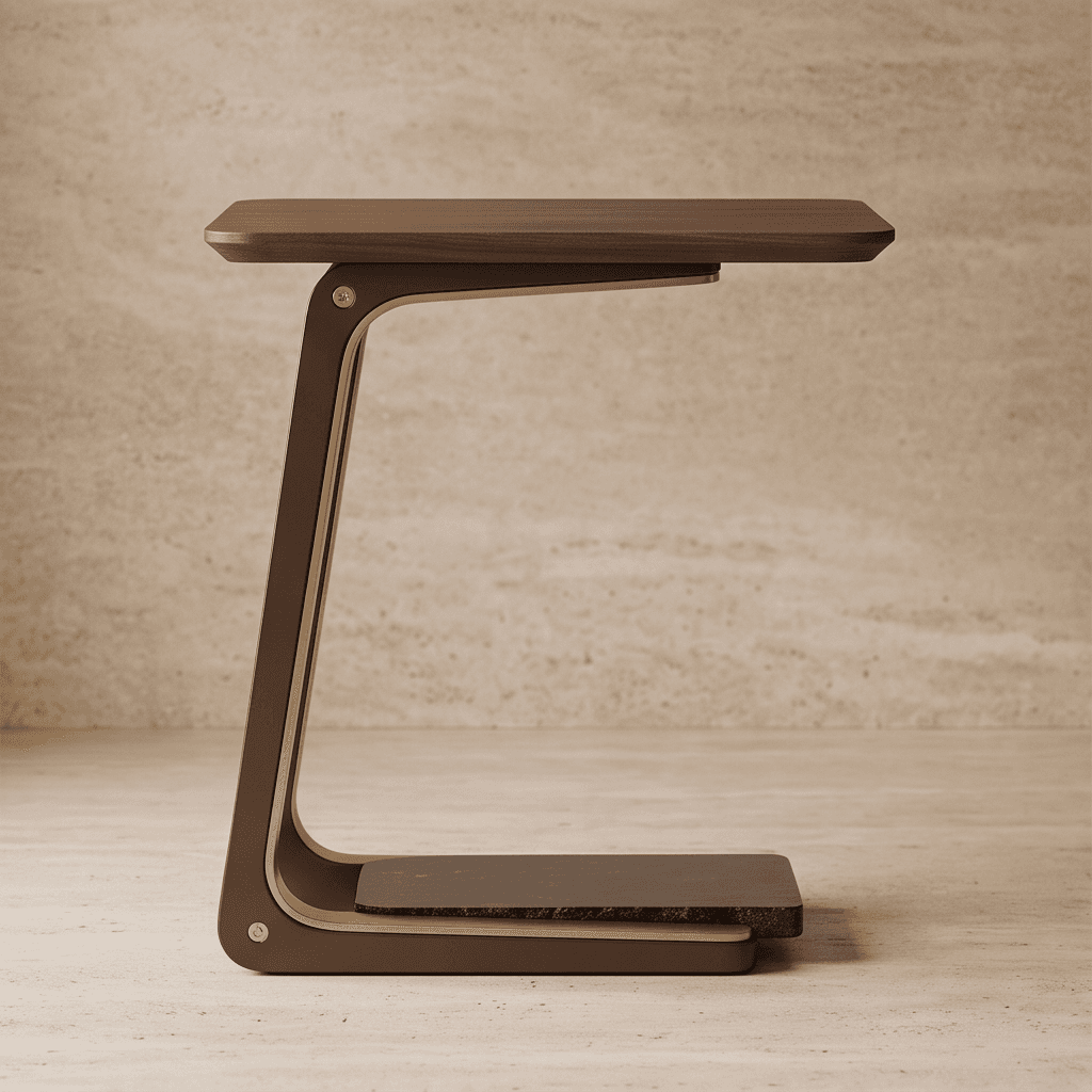 Brown Wood Gold Side Table angle 2