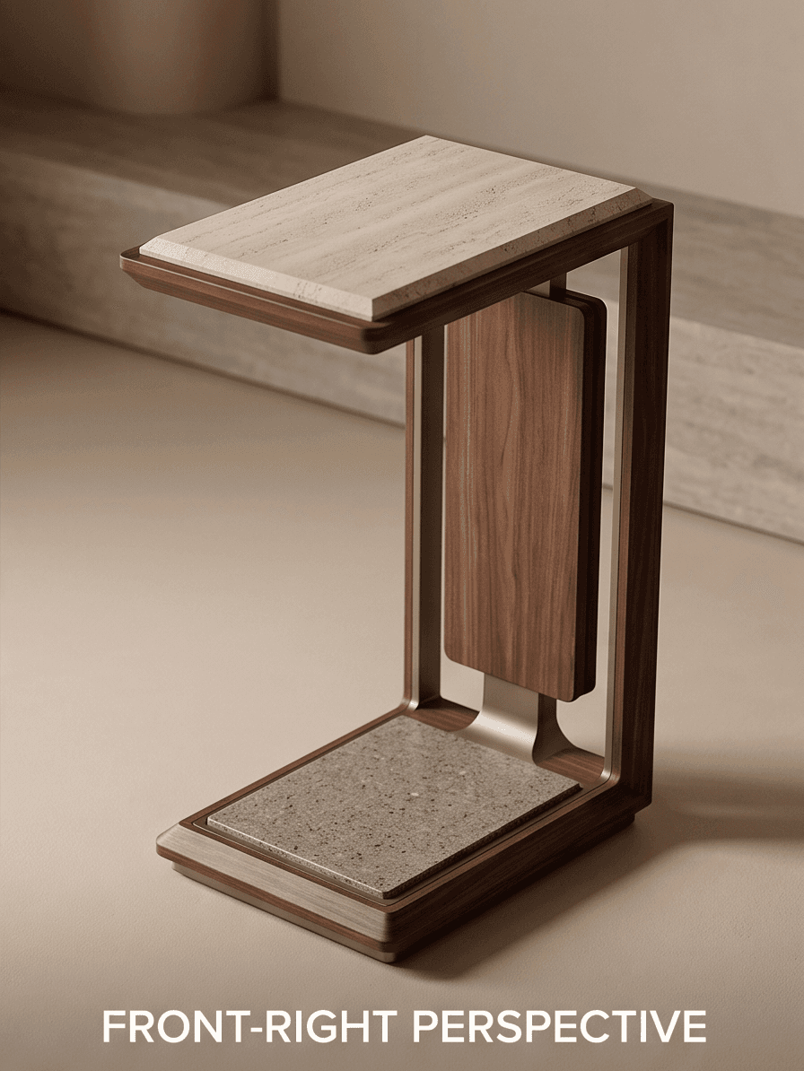 Wood Marble Side Table Angle 1
