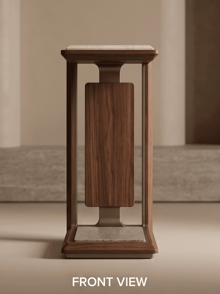 Wood Marble Side Table Angle 2