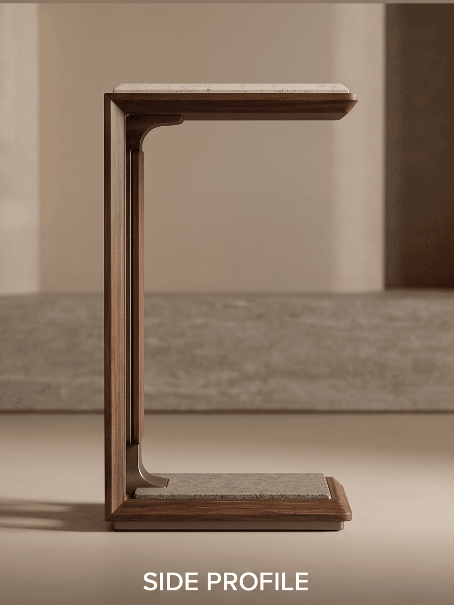 Wood Marble Side Table Angle 3