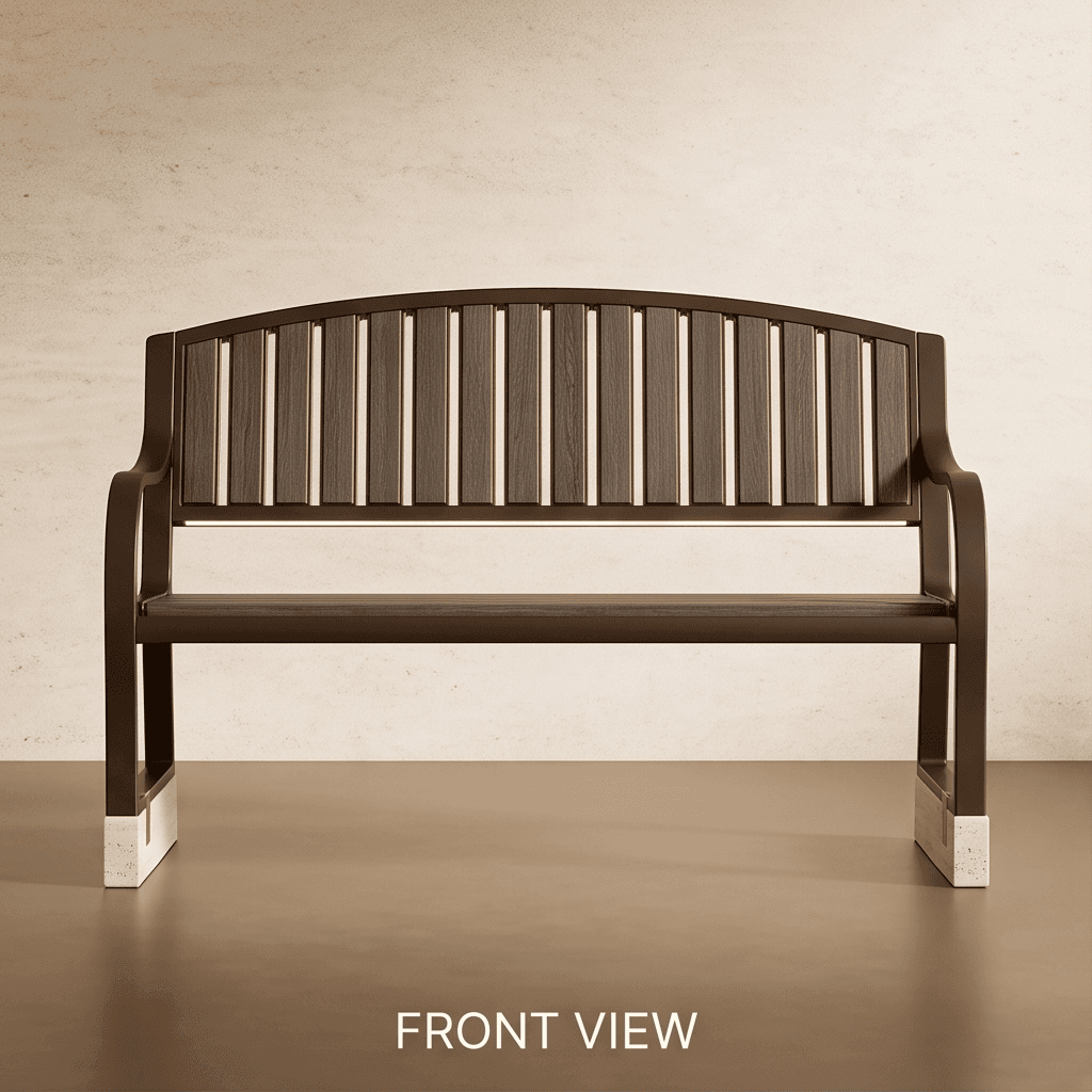 Metal Frame Outdoor Bench Angle 1