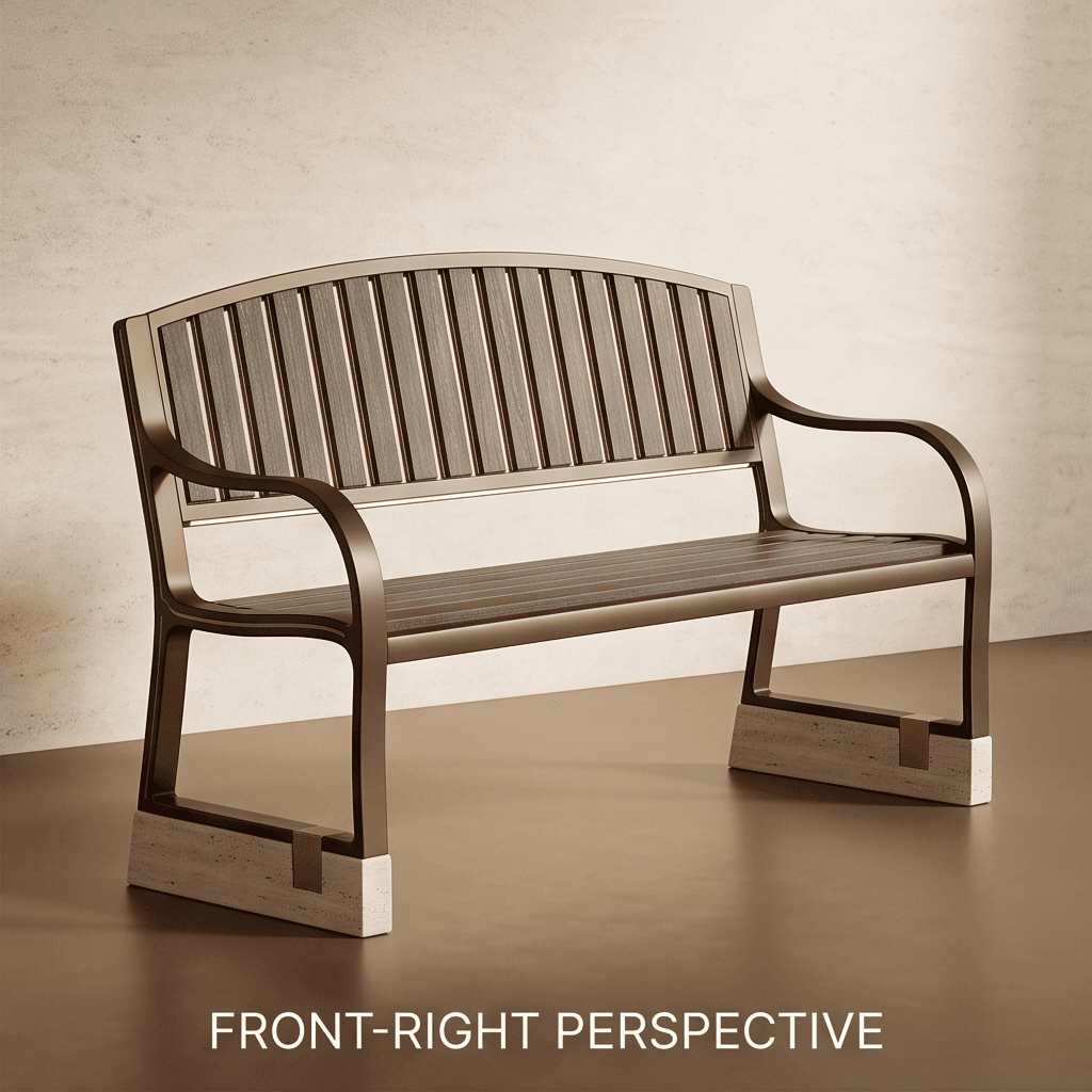 Metal Frame Outdoor Bench Angle 2