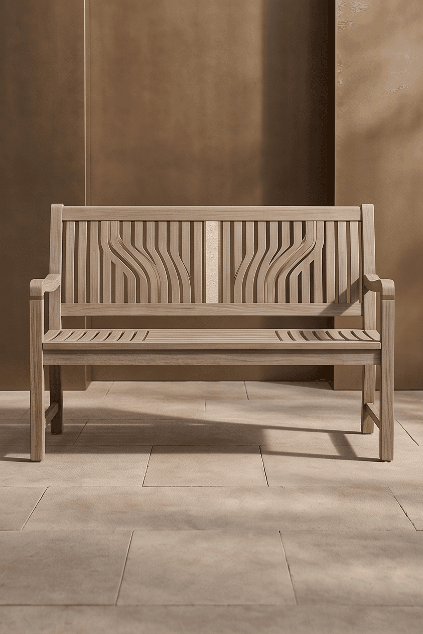 Teak Wood Outdoor Bench angle 2